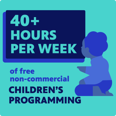 40+ hours per week of free non-commercial children's programming